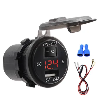 

New 2.4A USB Car Cigarette Lighter Socket Charger Power Adapter Outlet + Digital Display Voltmeter LED Car Charger Socket #Ger