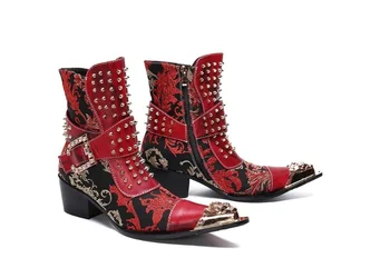 

Men's Boot Fashionable Buckle Rivet Cowboy Boots Pu Leather Handmade Formal Stylish Winter Western Boots Zapatos De Hombre 4M827