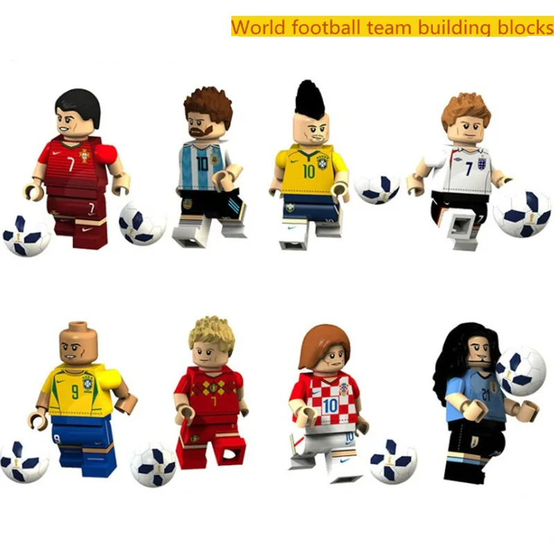 

TAKARA TOMY 8Pcs Football Players Building Blocks Bricks Anime Football Super Star Action Figures Kids Toys for Boys Girls