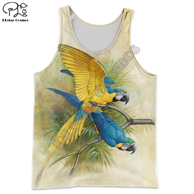 

PLstar Cosmos Animal Parrot Flower Bird Retro NewFashion Funny Streetwear 3DPrint Unisex Summer Casual TankTop Vest Man's Top N5