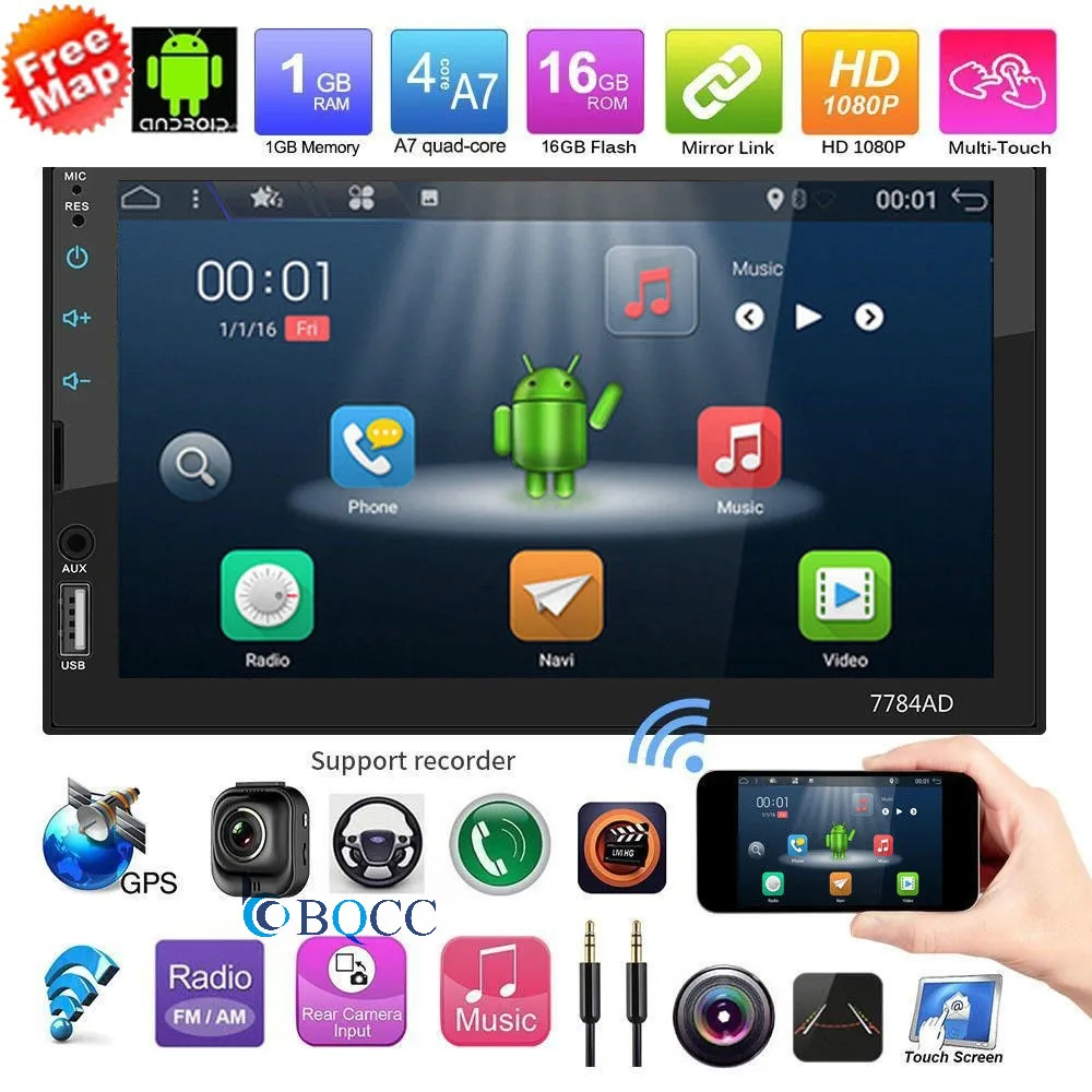 7 &quot2 DIN Android 1 Авторадио BT gps Navi Стерео MP5 плеер радио wifi FM AM + карта|Автомобильные