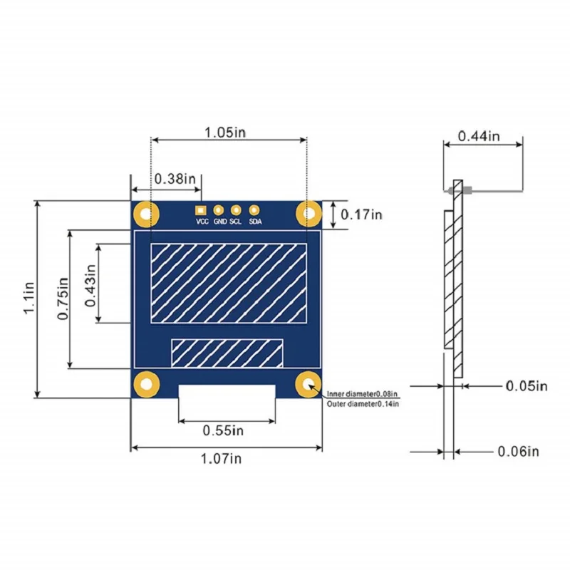 0.96 inch IIC Serial White OLED Display Module 128X64 I2C SSD1306 12864 LCD Screen Board GND VCC SCL SDA 0.96 for Arduino Black (3)