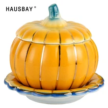 Керамическая миска в форме тыквы тепловой контейнер для хранения с крышкой креативный контейнер суповая чаша десерт, мороженое домашний декор D086
