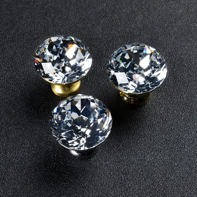 

Glass Diamond Zinc Alloy Base Furniture Cabinet Handle for Drawer