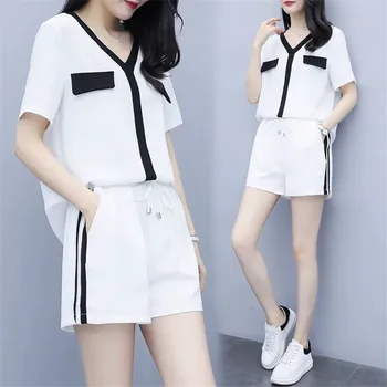 

Summer 2020 Tshirts Top And Shorts Two Piece Set Tracksuit Female Casual Shorts 2 Piece Outfits For Women Plus Size