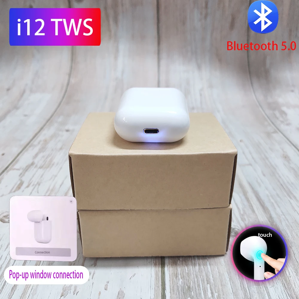 I12 Tws Bluetooth наушники i7s 5,0 беспроводные наушники стерео наушники гарнитура с микрофоном PK w1 чип i11 tws i60 i80 lk te9