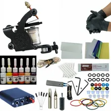 Полный комплект машины для татуировки иглы чернил черный блок питания Полный лайнер шейдер для начинающих