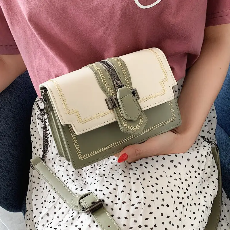 

Female bag 2019 new JIULIN high-quality Korean version of the wild small fresh slung small square bag fashion texture chain bag