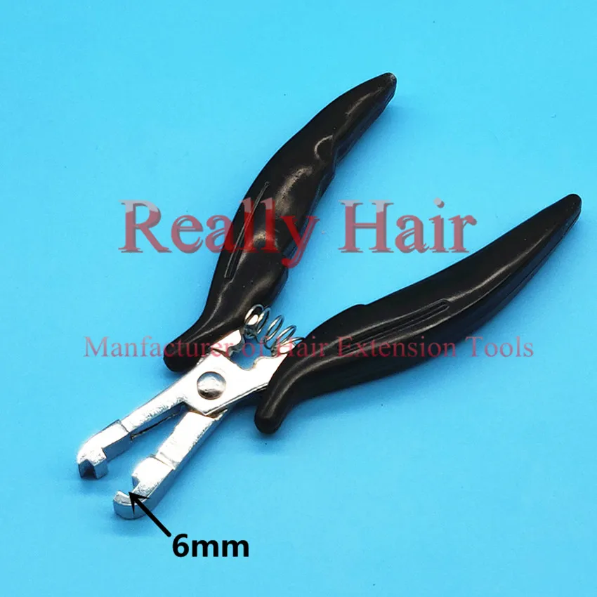 

Wholesale sales of antirust plating flat hair Black handle 6mm model extensions forceps / hair extension tools/Hair plier