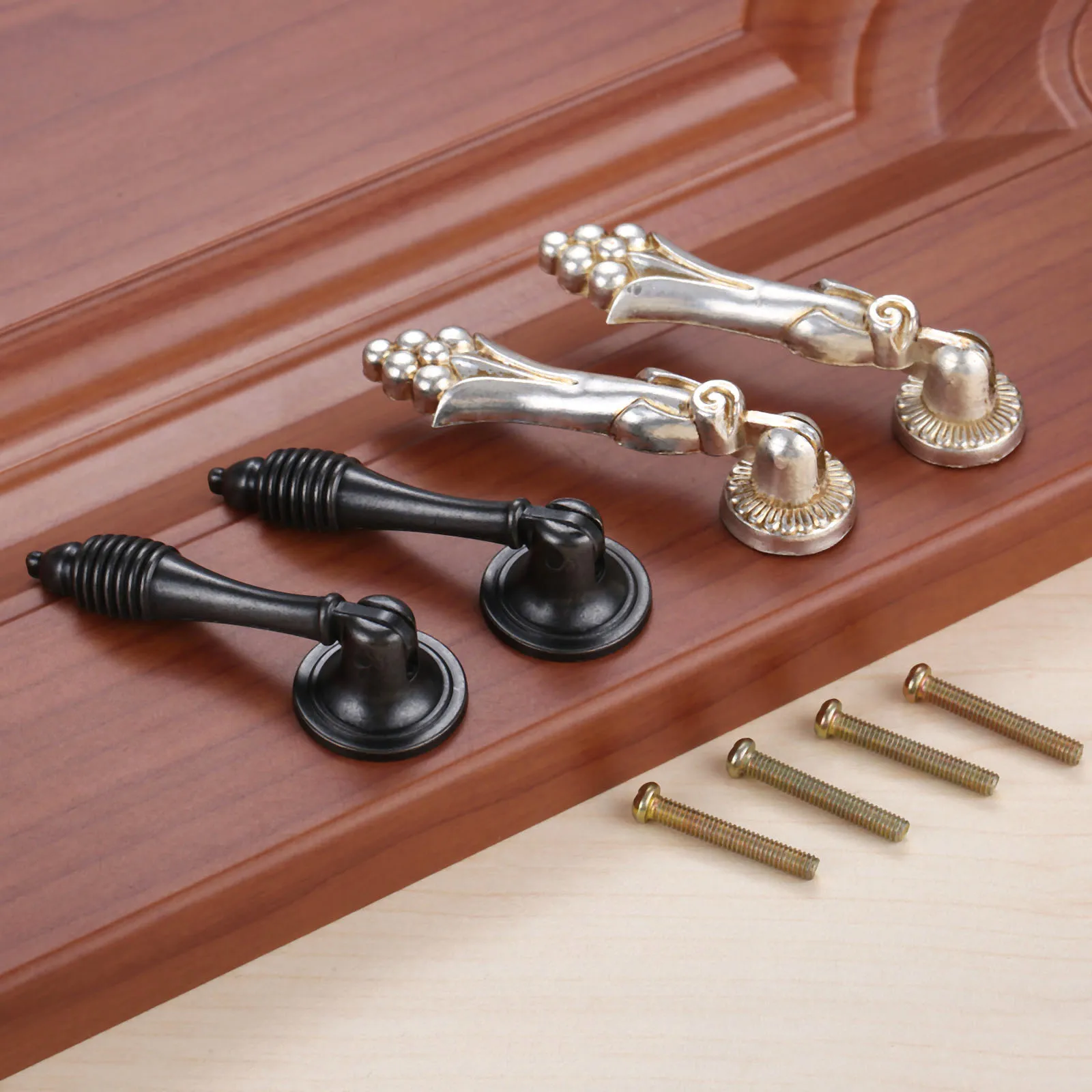 2Pcs Antique Cabinet Handles Furniture Drop Pull Handle Knobs Kitchen Drawer Cupboard Chinese Ring | Обустройство дома