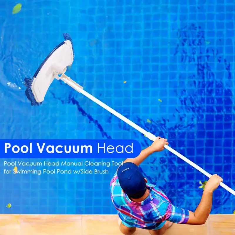 

White Pool Vacuum Head Manual Cleaning Tool for Swimming Pool Pond w/Side Brush Fine Workmanship Of High Quality Materials