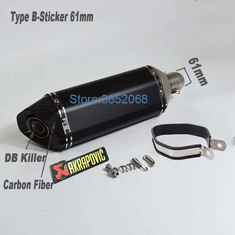 Type B 61mm Sticker ID: 61 мм/51 мм правый/левый Akrapovic лазерный логотип выхлопной мотоцикл углеродное волокно наконечник глушитель Escape для мотоцикла обе стороны - Цвет: Type B 61mm Sticker