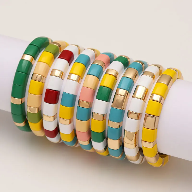 Enamel Stretch Bracelets For Women Armbandjes Dames Pulsera Masculina