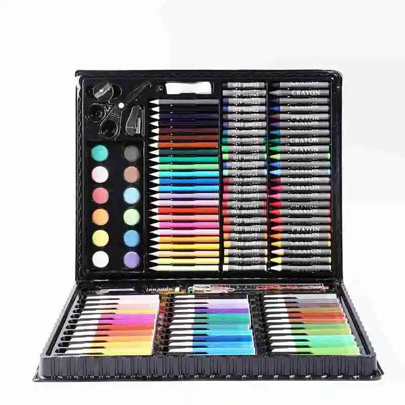 150 шт./компл. рисунок ящик для инструментов с коробкой Картина кисти художественный маркер для воды Цвет ручка, Детский рисунок комплект инструмент для рисования товары для рукоделия