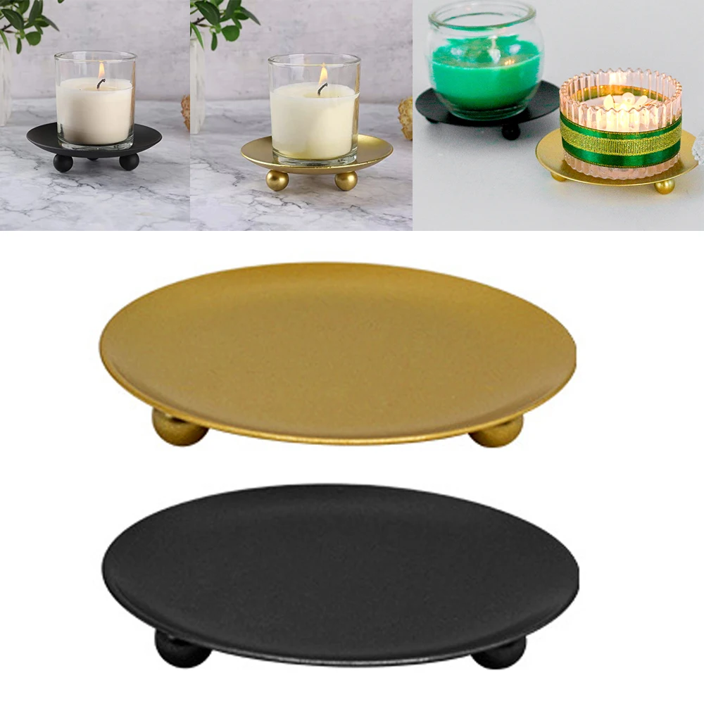 Iron Plate Candle Holder Gold Black Decorative Iron Pillar Candlestick