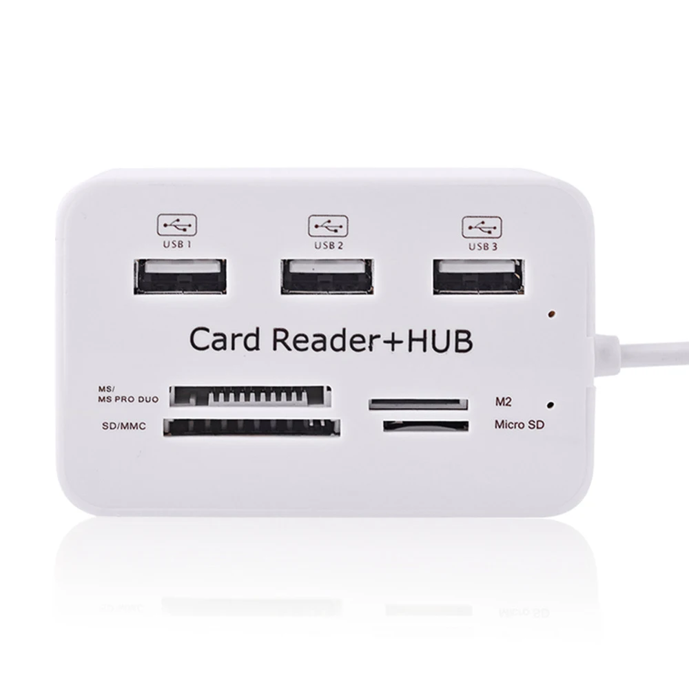 

Micro USB Hub 2.0 Combo 3 Ports Spliter Power Adapter TF/SD/MS/M2 Card Reader All In One PC Computer Accessories