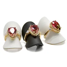 

New Rings Holder PU Black White Minni Ring Organizer Jewelry Display Stand Round Blank Shelf Rack For Jewelrys Shop Home