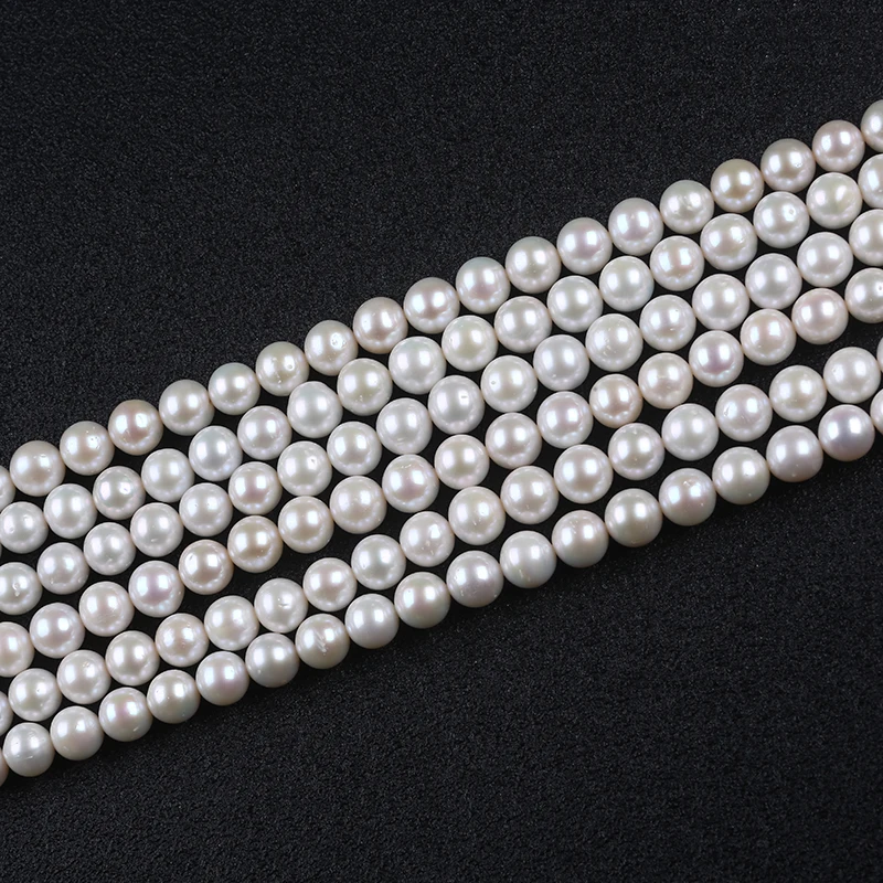 Fine Jewelry Hot Selling Chinese Akoya Round Shape Natural White Color Pearl Strand 3