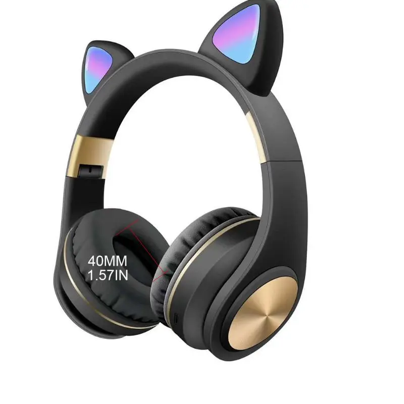 Cat Ear LED Light Wireless Foldable Bluetooth Headphones Flashing Glowing 28GE