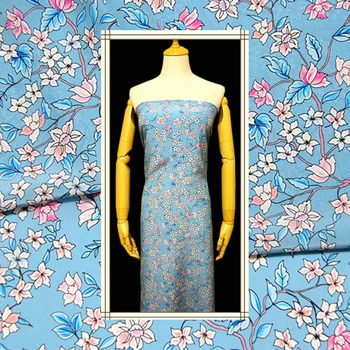 

Printed 100% mulberry silk crepe de chine fabric cloth 138 cm width 14 mm soft fashion shirt dress sewing fabrics for sewing