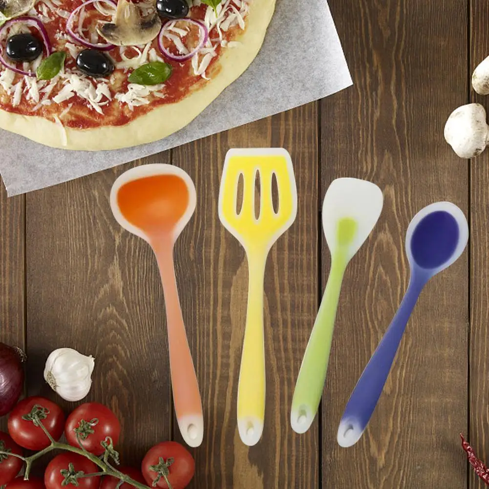 

6PCS Rainbow Semi-transparent Silicone Kitchen Cooking Utensils Set Shovel Spatula Scraper Oil Sweep Salad Spoon Dinnerware Set
