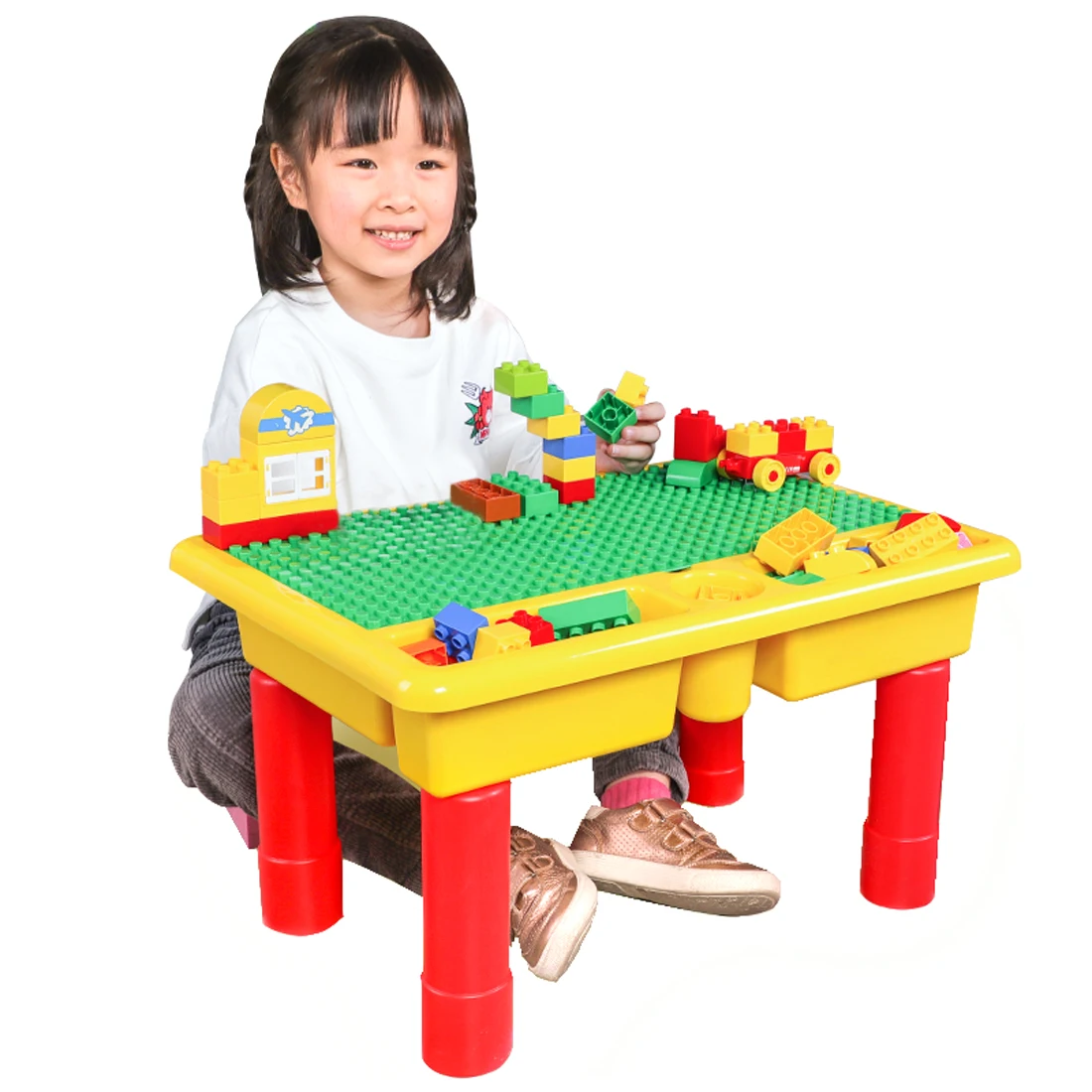  Children Large Particles Multi-Functional Portable Table Building Blocks Study Table Early Educatio