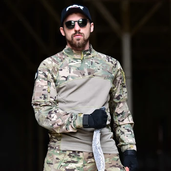 

Multicam Men Military Shirts Combat Uniform Long Sleeve Shirt Airsoft Paintball Tactical Camouflage Breathable Shirts
