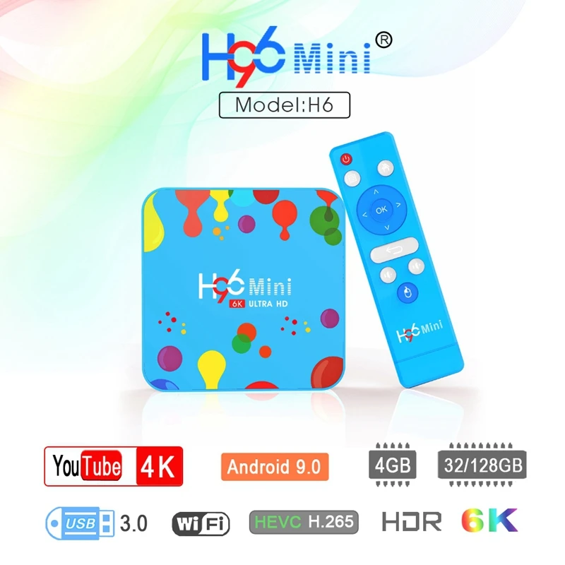 H96 Мини Android 9,0 ТВ-бокс 4 ГБ 32 ГБ Allwinner H6 четырехъядерный 6K H.265 Wifi Bluetooth Hd Youtube телеприставка