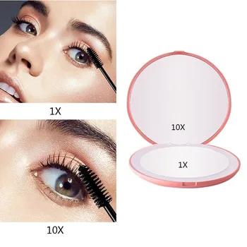 

Best Selling 2020 LED Makeup Mirror Lens Folding Mirror Magnification 10 Times Details Mirror maquiagem profissional completa