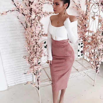 

Fashion High Waist Bag Hip Slim Skirt Woman Nordic Straight Solid Women's Skirt Harajuku Zipper Stitching Sexy Skirt Ladies 2020