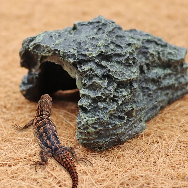 Fish Hiding Cave Aquarium Non-Toxic High Simulation Crawling Turtle Reptile Basking Hide Habitat Tank Decoration Ornament 6