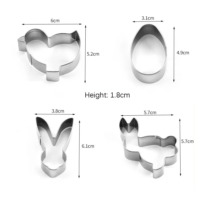 4 шт./компл. Нержавеющая сталь 3D формочка для печенья прессформы печенья кролик яйцо формы для печенья принадлежности для выпечки, помадка резак молд, Аксессуары для выпечки
