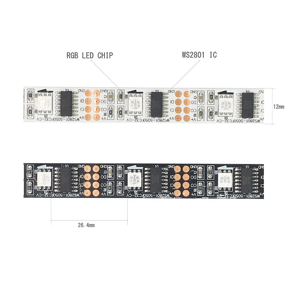 DC5V WS2801 интеллектуальная светодиодная лента SMD5050 32Led/m индивидуально Адресуемая лента полный цвет мечты светильник IP30 IP65 IP67