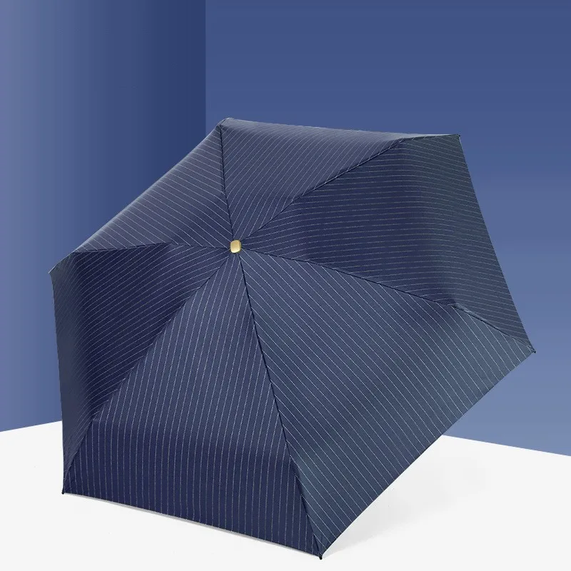 Dark Blue Stripe Мини Карманный Зонт от дождя для женщин, складной зонтик, защита от солнца, анти-УФ зонтик, складной зонт для женщин - Цвет: Dark Blue Stripe