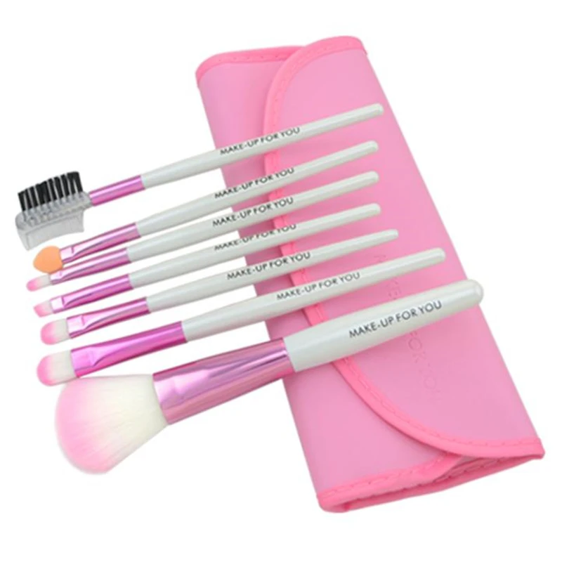 2015 Brand New 9 Colors Choose  Professional 7 pcs Makeup Brush Set tools Toiletry Kit Wool Brand Make Up Brushes Set Case