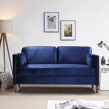 

New Arrival Blue Living Room 2P Sofa Eucalyptus Fine Linen High Quality Sofa Home Decoration Space Saving Comfortable Soft Sofa