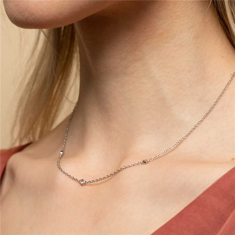 ROXI 925 Sterling Silver Crystal Necklaces & Pendant Statement Neckalce for Women Clavicle Chain Necklace Choker Collier Femme - Image 3