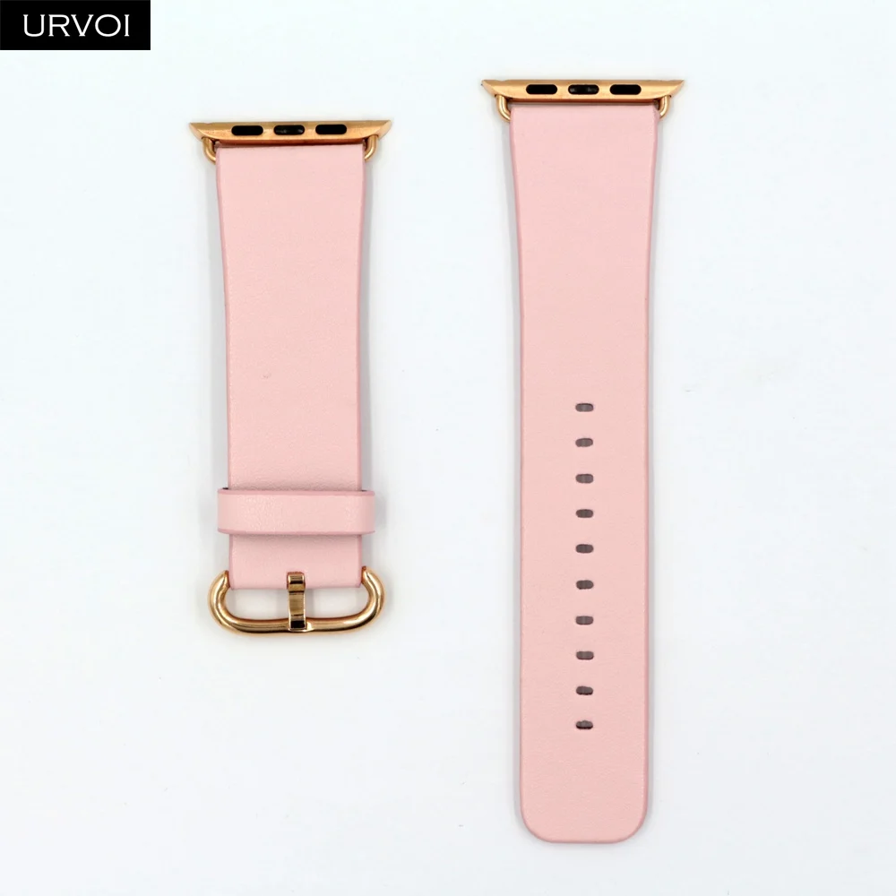 Pink URVOI кожаный ремешок для apple watch 4 5 3 2 1 ремешок для iwatch 40 мм 44 мм Свифт кожа классическая Пряжка современный дизайн - Цвет ремешка: Pink