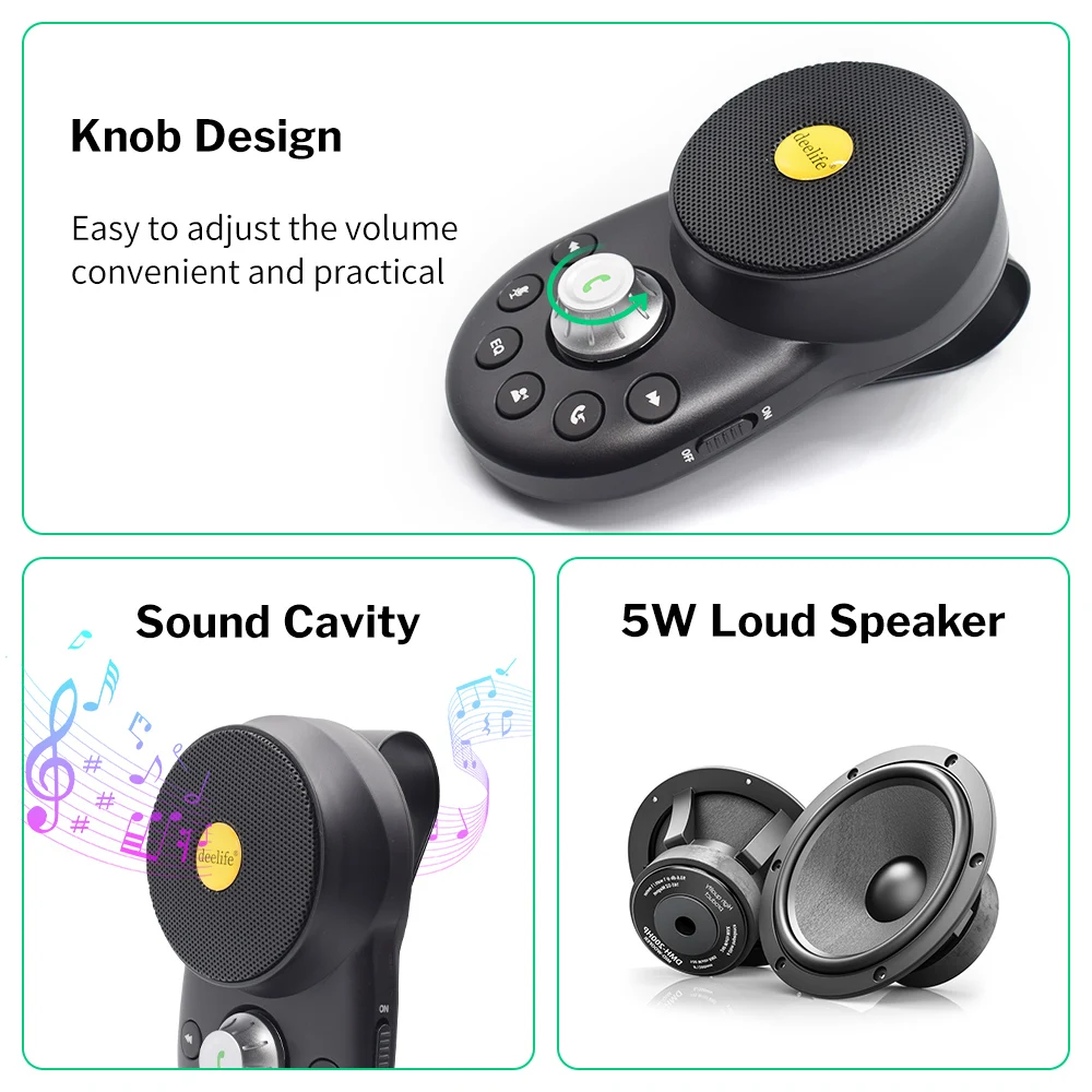 Bluetooth Handsfree Kit Handsfree Car Bluetooth Hands-free Kit BT 5.0 Hands Free Carkit for Auto Speakerphone