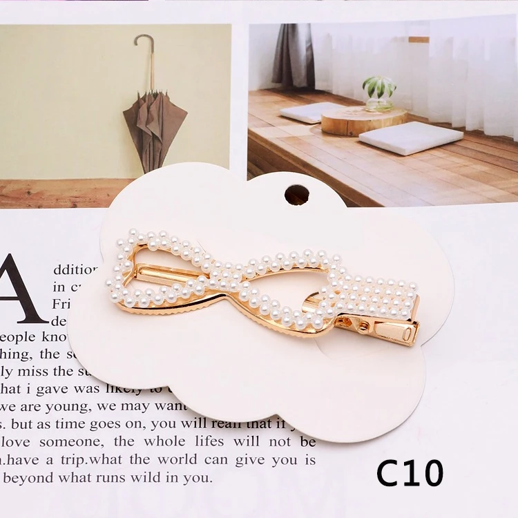 C10 Модные женские туфли Элегантные жемчужные заколки для волос сплава заколка для волос аксессуары для волос для девочек ко Дню Святого Валентина заколки для волос аксессуары для волос - Цвет: C10