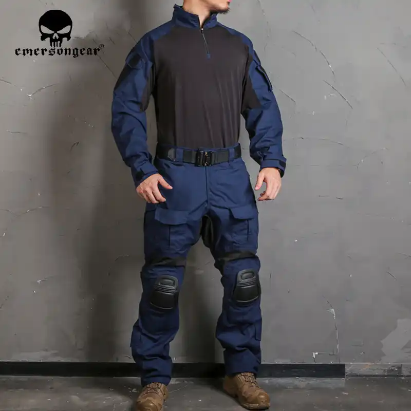 navy blue combat pants with knee pads