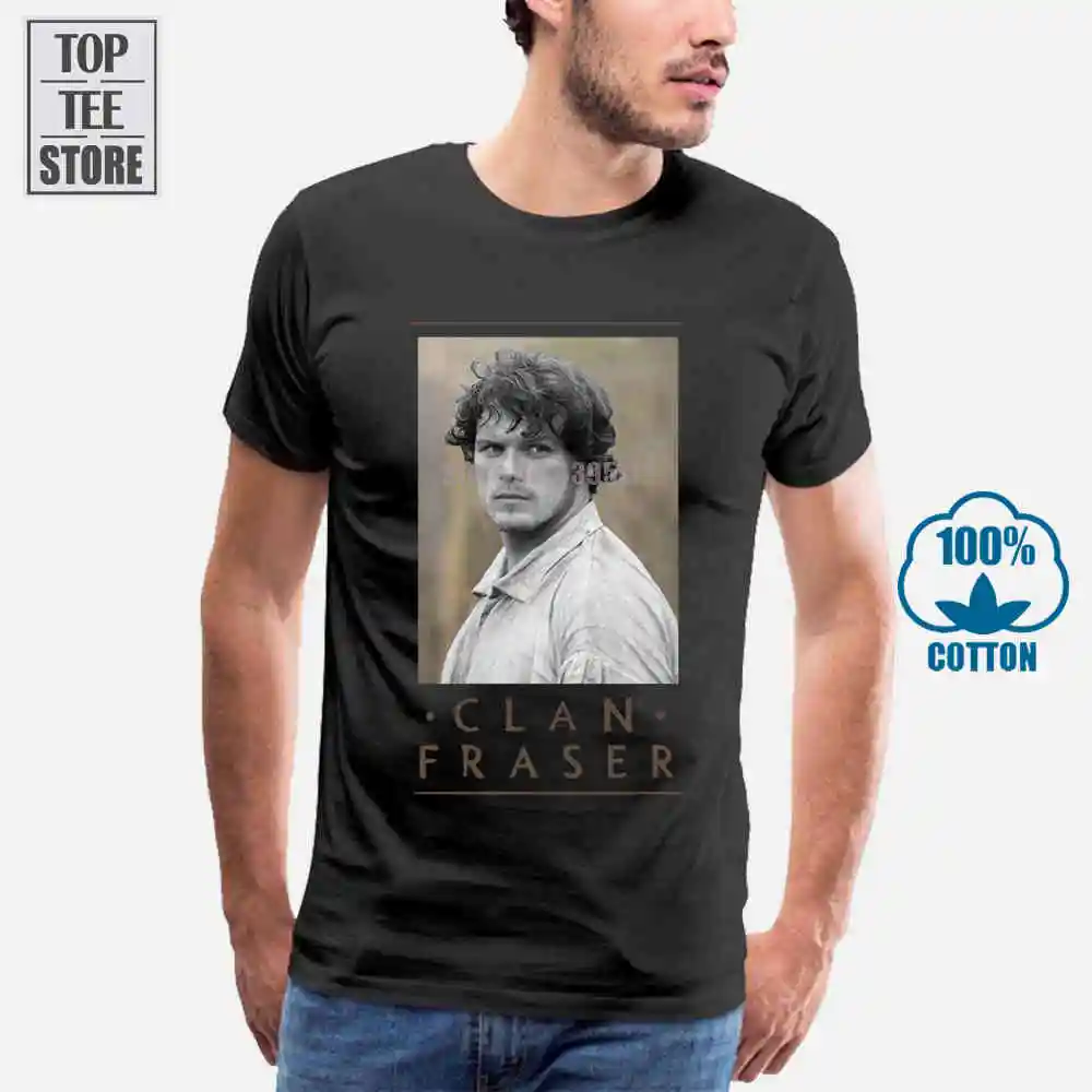 Outlander Clan Fraser постер персонажа Лицензированная Женская Подростковая футболка Blk