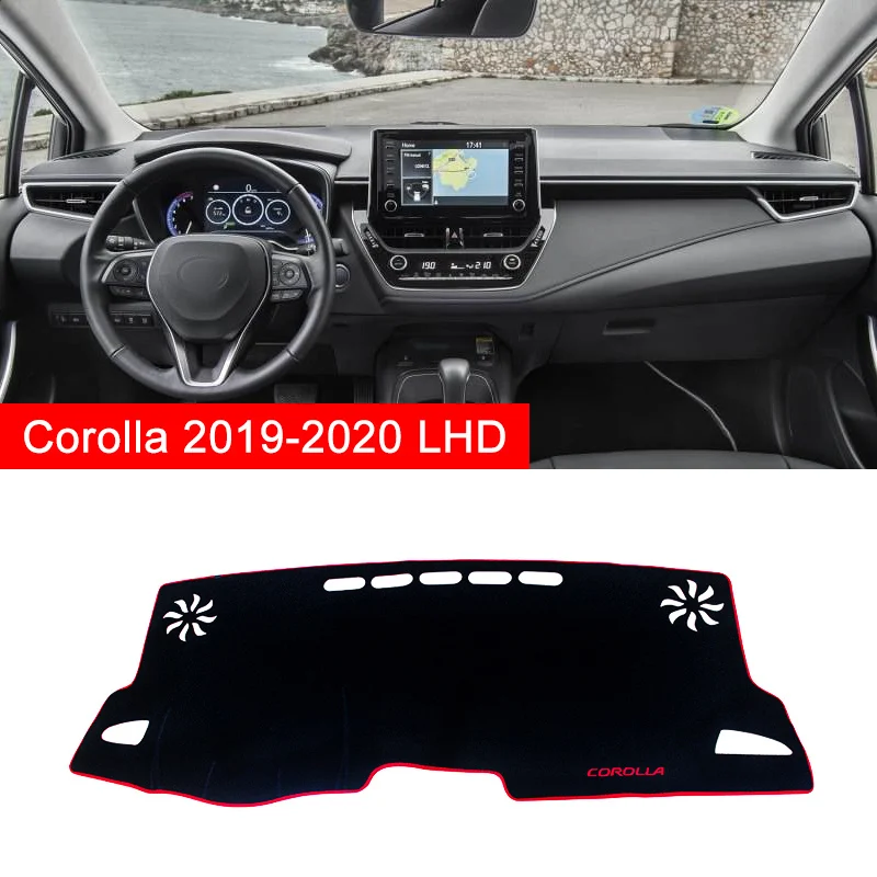 Чехол для приборной панели автомобиля Toyota Corolla, коврик для приборной панели, защита от солнца, защита от УФ-лучей, аксессуары - Название цвета: LHD Red  Side