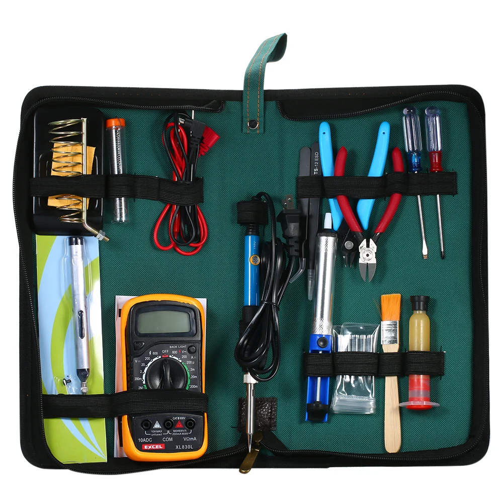 

60W Electric Soldering Iron Kit Adjustable Temperature Welding Digital Dispiay Multimeter Handmade Tool Set Soldering Kit