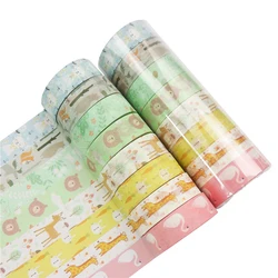 Ensemble de bandes adhésives Washi Kawaii, Stickers décoratifs pour enfants, pour journal intime, animaux mignons, rubans de masquage Washitape 5m 