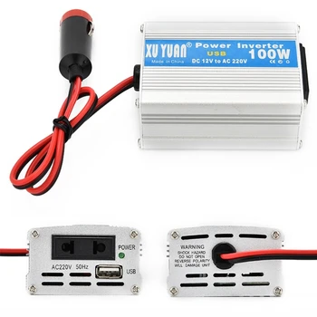 

100W Car and Home Power Inverter DC 12V/24V to AC 220V Power Converter Short Circuit Automatic Protection Auto Laptop Inverter