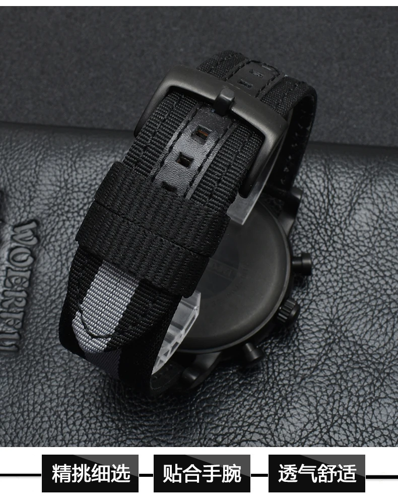 22mm nylon canvas watch belt is suitable for Armani ar1948 1968 1970 1979 male Luigi series needle buckle free of freight