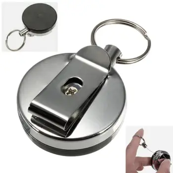 

Portable Outdoor Safety Key Chain Classic Retractable Metal Card Badge Holder Steel Recoils Ring Belt Clip Pull Key Chain