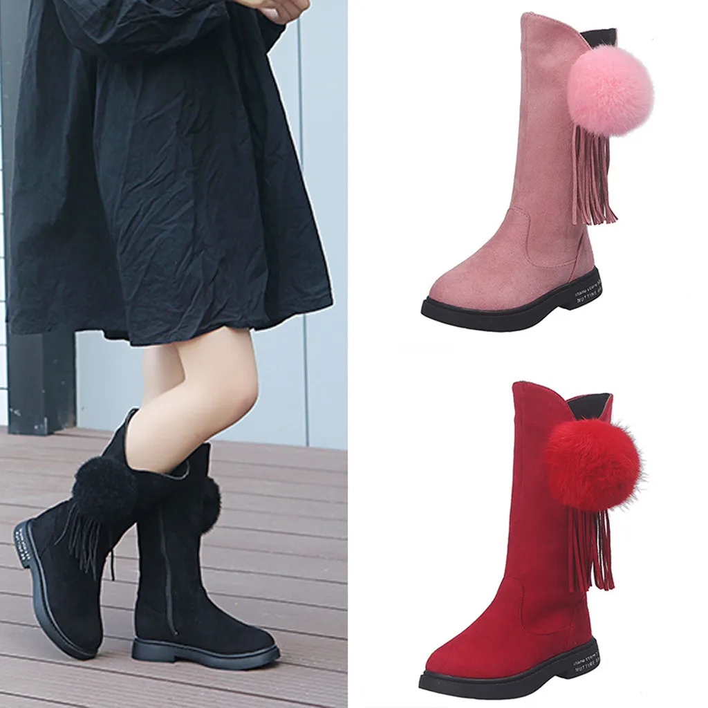 Winter Boots Toddler Infant Kids Baby Girls Snow Boots Princess Shoes Fashion Plush Ball Tassel Boots Fashion Sneakers