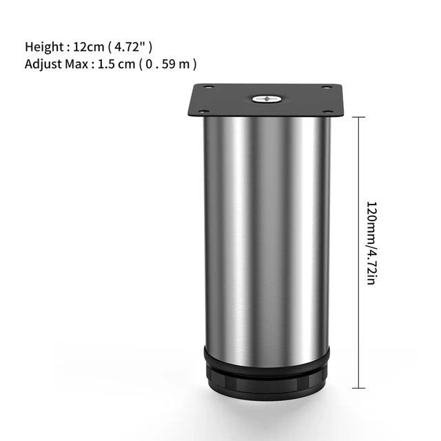 1pcs 5-30CM Furniture Adjustable Cabinet Legs Stainless Steel Table Sofa Metal Foot With Screws Home Improvement Hardware silver  12CM